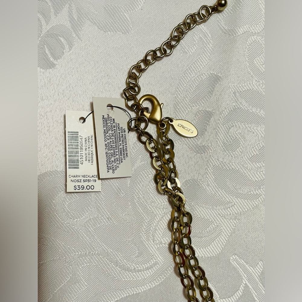 NWT Chico's 18”-21” Gold Necklace with Heart and Star Charms - Picture 6 of 6